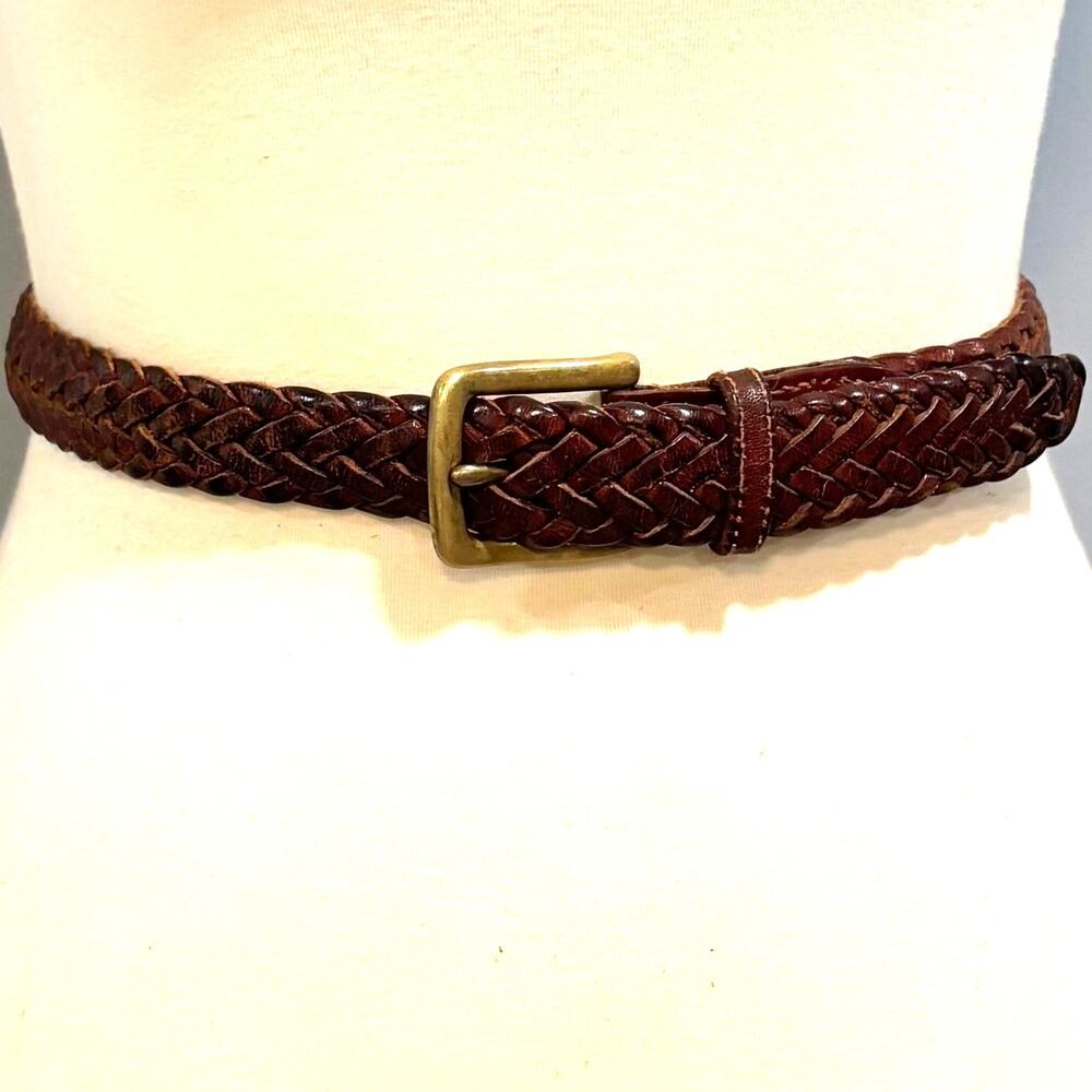 Wilsons Leather VTG Woven Braided Belt Brown Gold Buckle Boho Cottagecore 42"